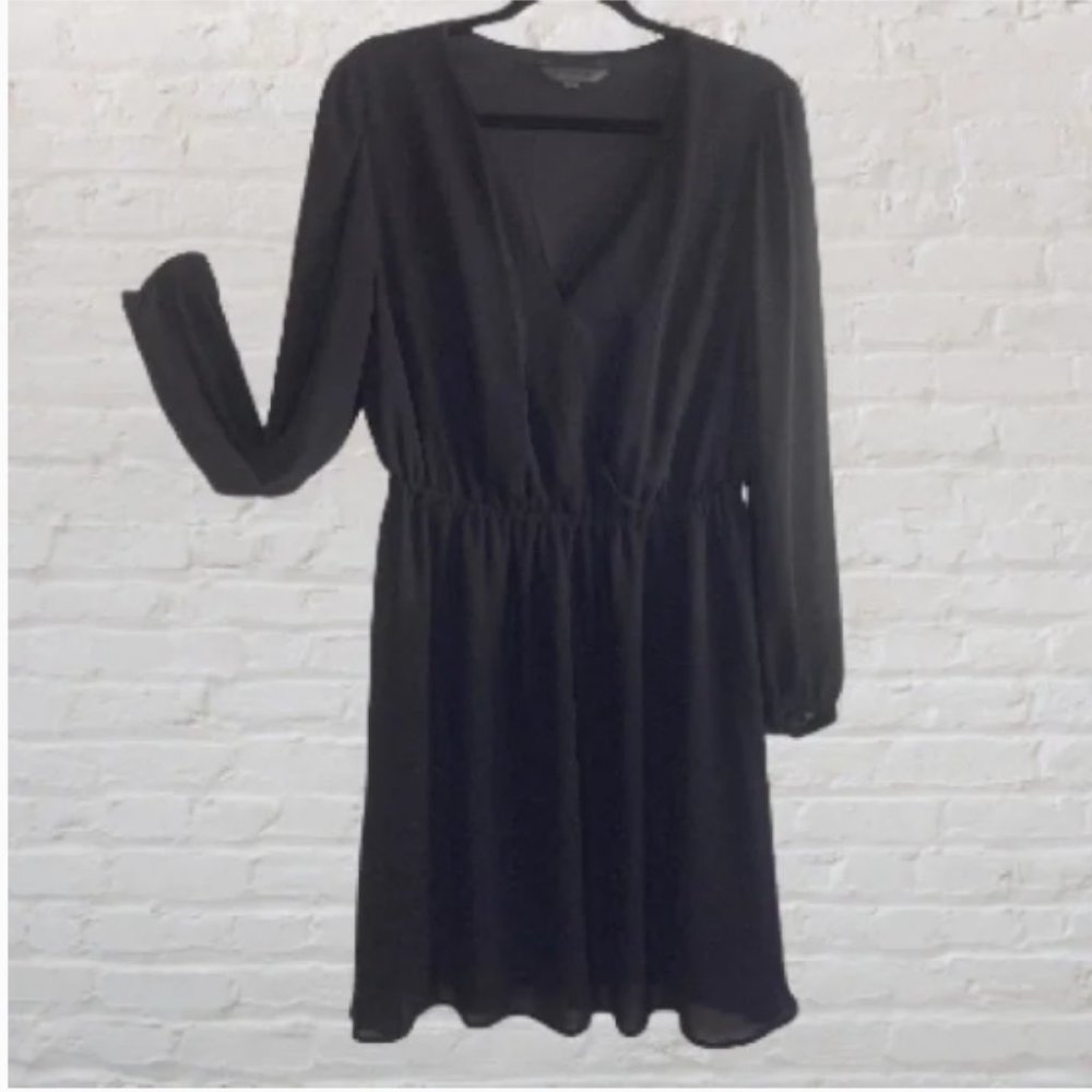 Addition Elle "New Noir" black blouson dress with surplice neck